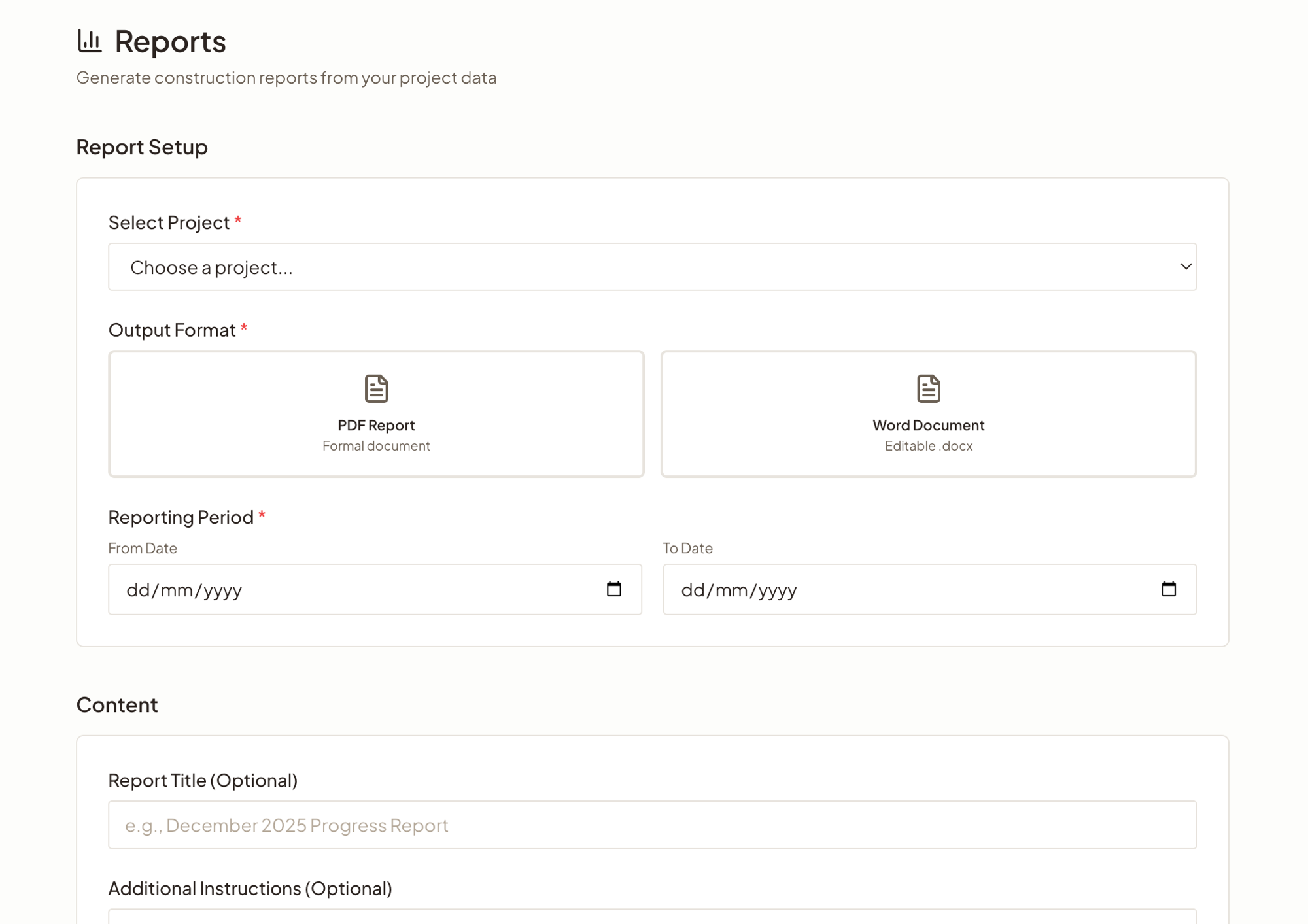 Reports agent report setup